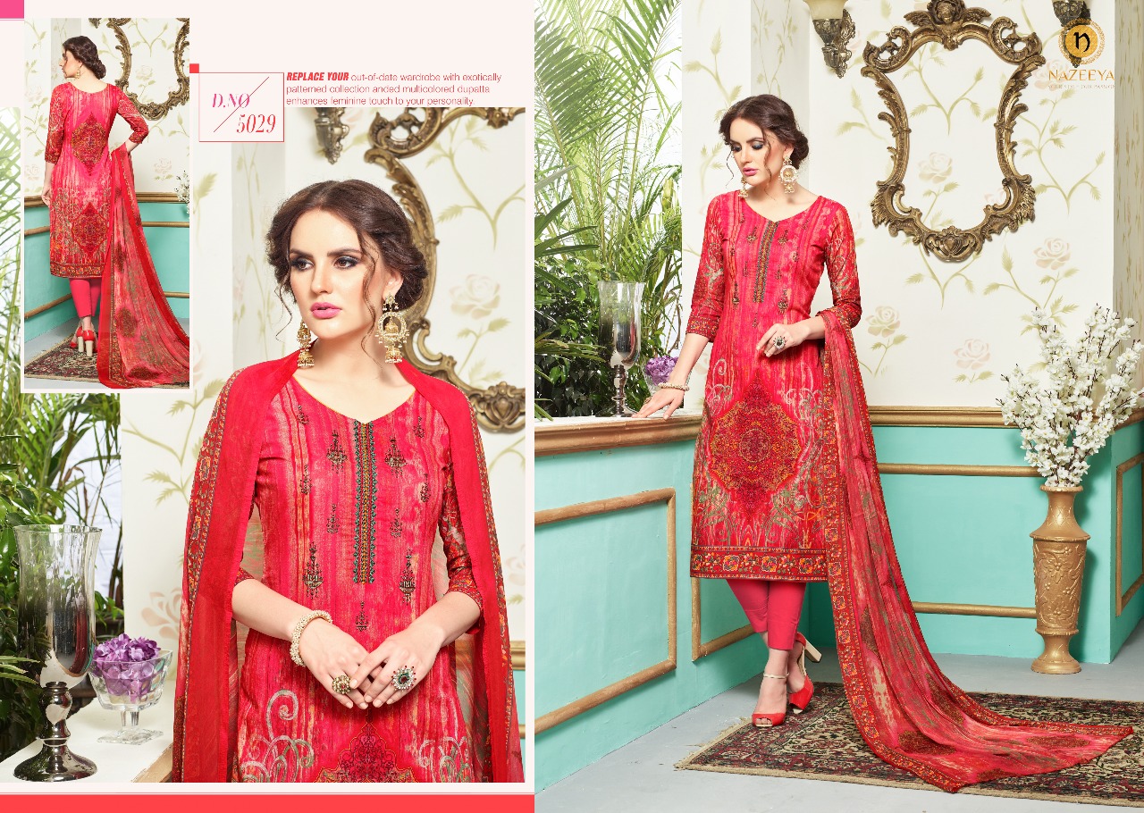 Nazeeya Vol-3 By Vivek Creation 5021 To 5030 Series Beautiful Fancy Colorful Stylish Party Wear & Ethnic Wear Cambric Embroidered & Printed Dresses At Wholesale Price
