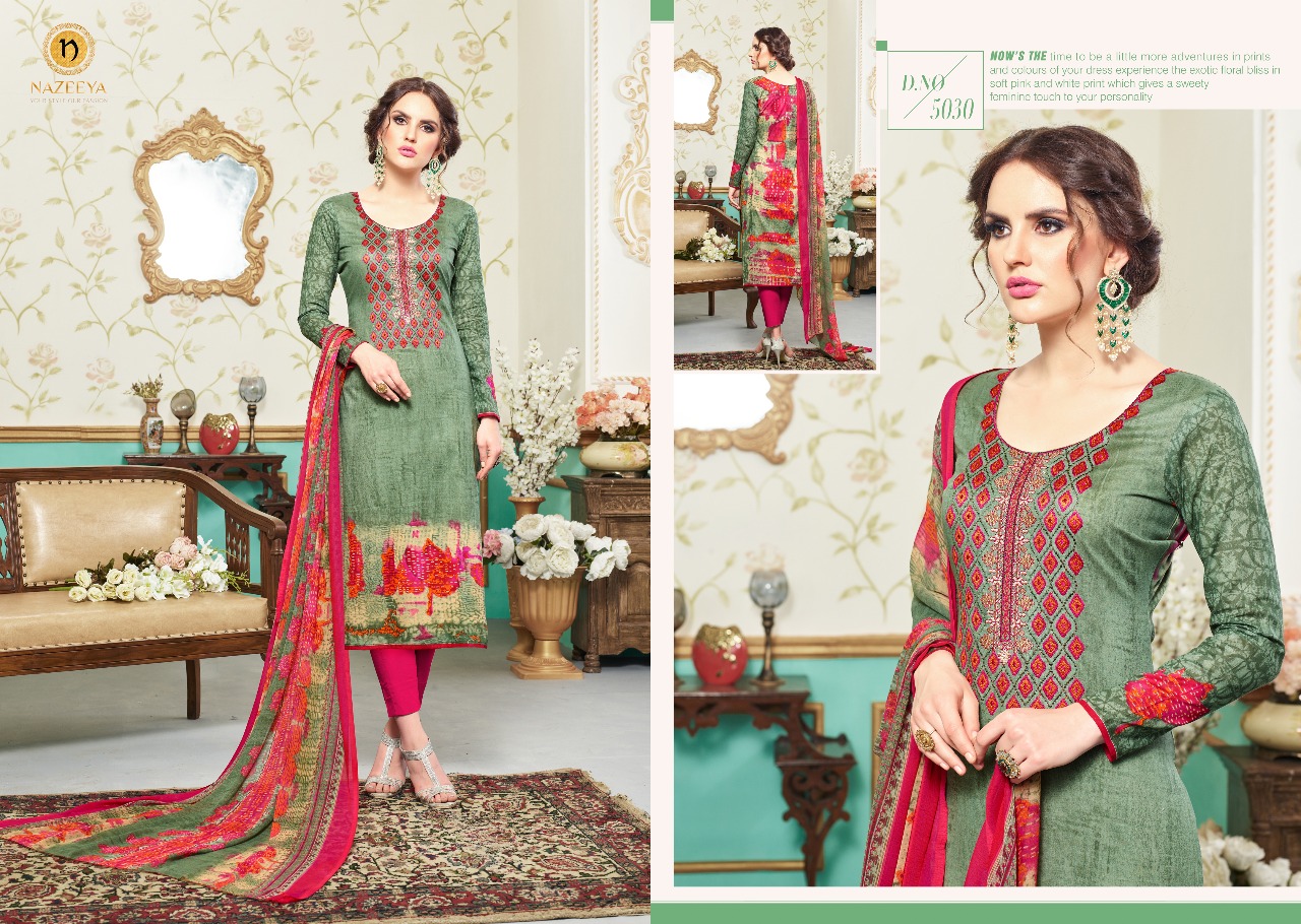 Nazeeya Vol-3 By Vivek Creation 5021 To 5030 Series Beautiful Fancy Colorful Stylish Party Wear & Ethnic Wear Cambric Embroidered & Printed Dresses At Wholesale Price