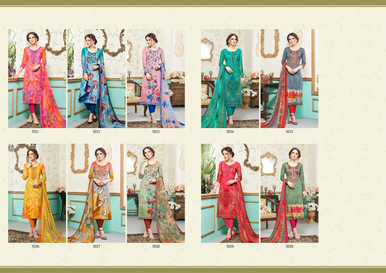 Nazeeya Vol-3 By Vivek Creation 5021 To 5030 Series Beautiful Fancy Colorful Stylish Party Wear & Ethnic Wear Cambric Embroidered & Printed Dresses At Wholesale Price