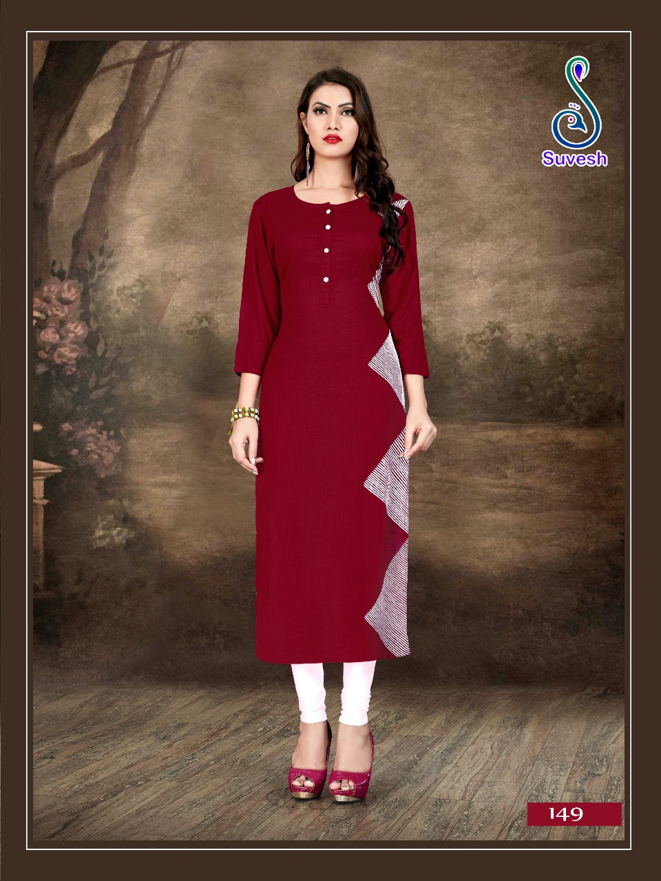 Naziya By Suvesh 147 To 153 Series Beautiful Stylish Fancy Colorful Casual Wear & Ethnic Wear & Ready To Wear Rayon/ Slub Embroidered Kurtis At Wholesale Price