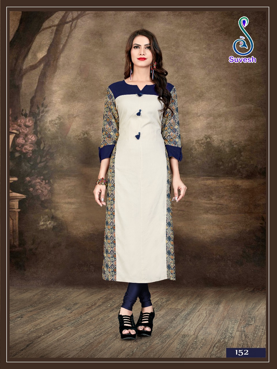Naziya By Suvesh 147 To 153 Series Beautiful Stylish Fancy Colorful Casual Wear & Ethnic Wear & Ready To Wear Rayon/ Slub Embroidered Kurtis At Wholesale Price