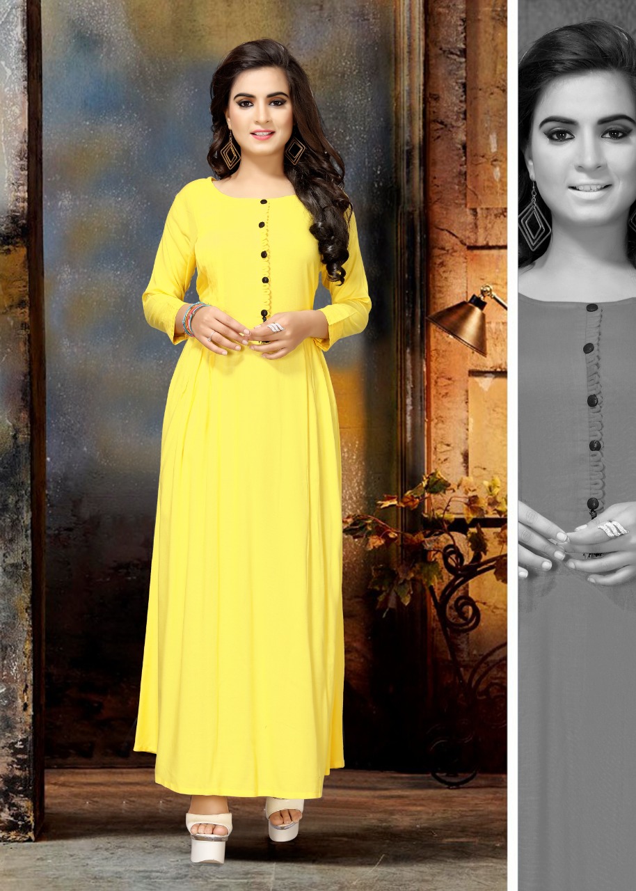 Nazmeen By Neeti Creation 5020 To 5024 Series Beautiful Colorful Stylish Fancy Casual Wear & Ethnic Wear & Ready To Wear Heavy Rayon Plain Kurtis At Wholesale Price