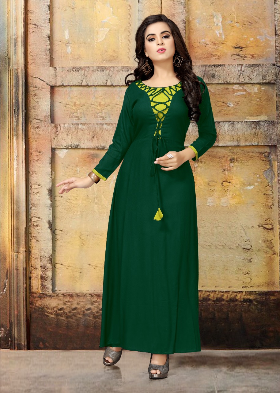 Nazmeen By Neeti Creation 5020 To 5024 Series Beautiful Colorful Stylish Fancy Casual Wear & Ethnic Wear & Ready To Wear Heavy Rayon Plain Kurtis At Wholesale Price