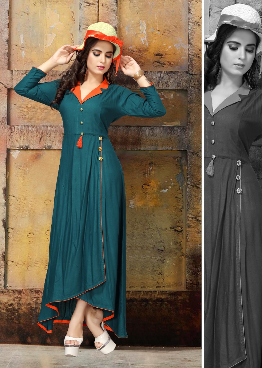 Nazmeen By Neeti Creation 5020 To 5024 Series Beautiful Colorful Stylish Fancy Casual Wear & Ethnic Wear & Ready To Wear Heavy Rayon Plain Kurtis At Wholesale Price