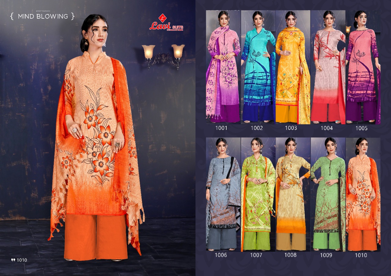 Nazmin By Lavi Suits 1001 To 1010 Series Designer Suits Collection Beautiful Stylish Fancy Colorful Party Wear & Occasional Wear Pashmina Digital Printed Dresses At Wholesale Price