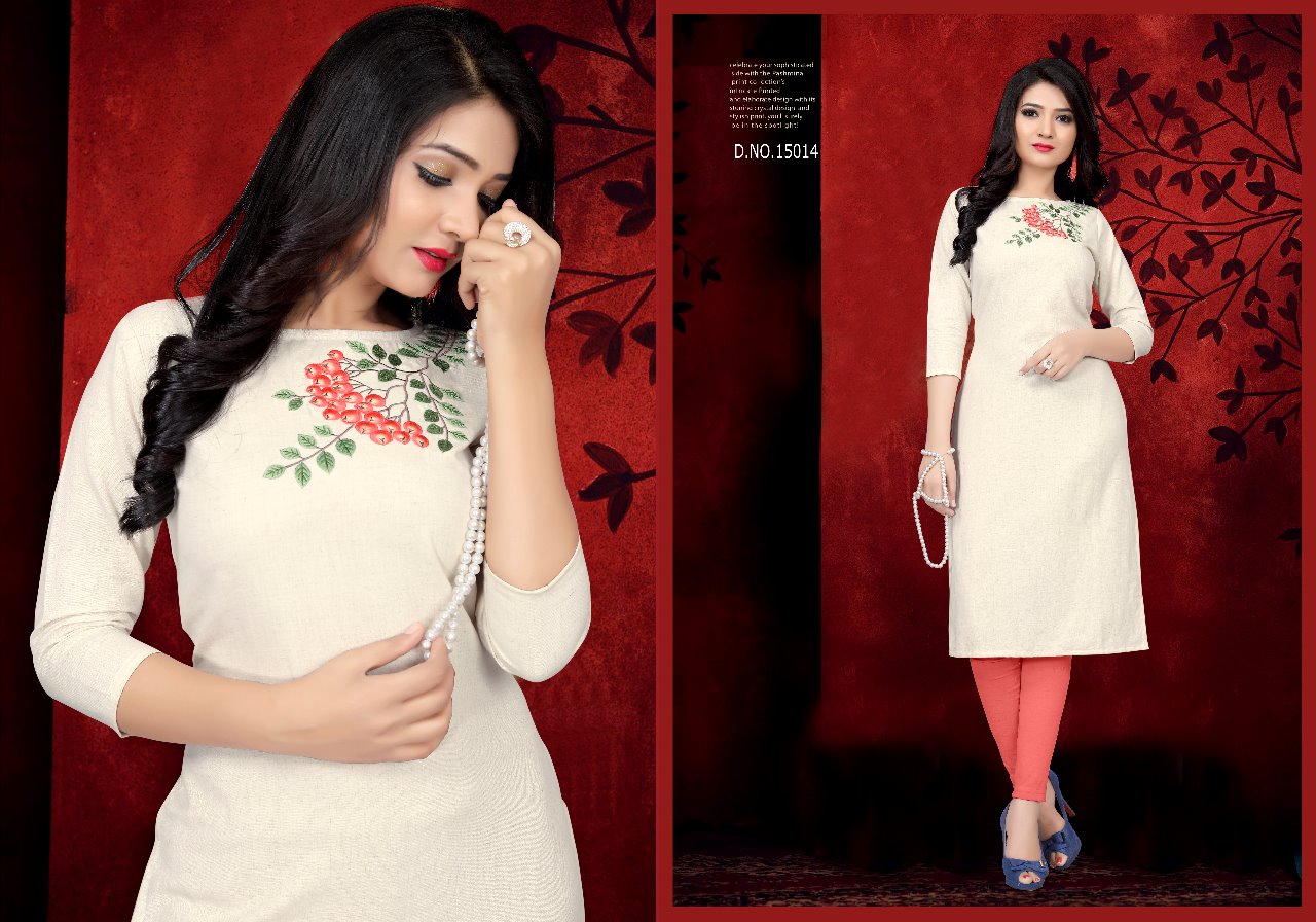 Neera By Neeti Creation 15013 To 15018 Series Beautiful Colorful Stylish Fancy Casual Wear & Ethnic Wear & Ready To Wear Heavy Cotton Flex With Embroidery Work Kurtis At Wholesale Price