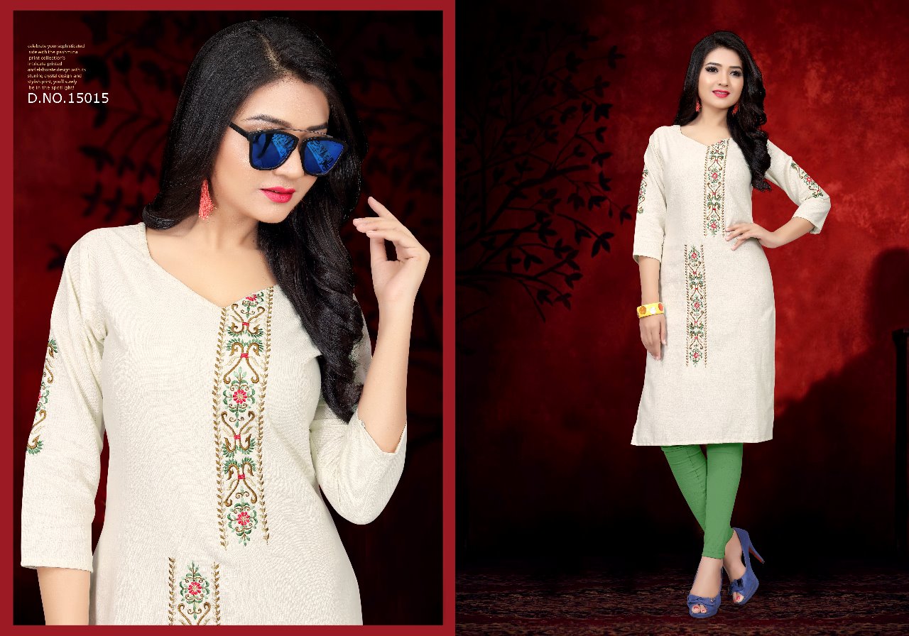 Neera By Neeti Creation 15013 To 15018 Series Beautiful Colorful Stylish Fancy Casual Wear & Ethnic Wear & Ready To Wear Heavy Cotton Flex With Embroidery Work Kurtis At Wholesale Price