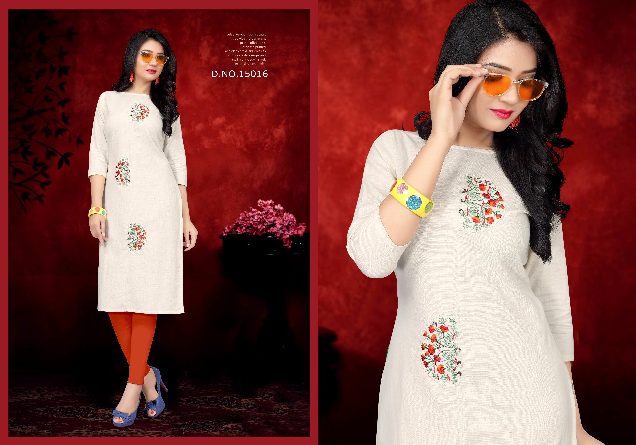 Neera By Neeti Creation 15013 To 15018 Series Beautiful Colorful Stylish Fancy Casual Wear & Ethnic Wear & Ready To Wear Heavy Cotton Flex With Embroidery Work Kurtis At Wholesale Price