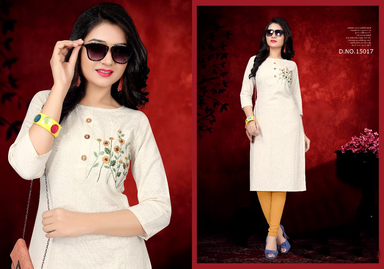 Neera By Neeti Creation 15013 To 15018 Series Beautiful Colorful Stylish Fancy Casual Wear & Ethnic Wear & Ready To Wear Heavy Cotton Flex With Embroidery Work Kurtis At Wholesale Price