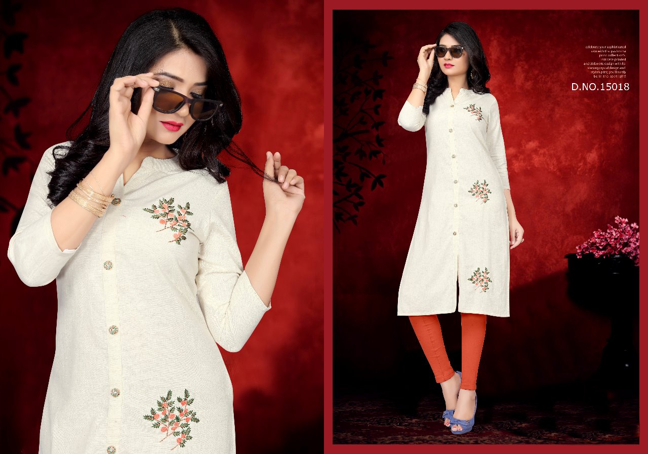 Neera By Neeti Creation 15013 To 15018 Series Beautiful Colorful Stylish Fancy Casual Wear & Ethnic Wear & Ready To Wear Heavy Cotton Flex With Embroidery Work Kurtis At Wholesale Price