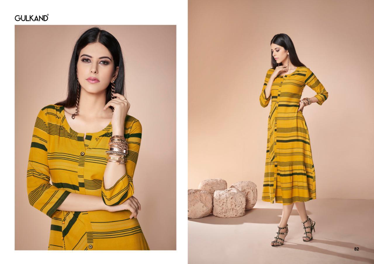 Neerja By Gulkand Designer 1001 To 1010 Series Beautiful Stylish Colorful Fancy Party Wear & Ethnic Wear & Ready To Wear Heavy Rayon Print With Handwork Kurtis At Wholesale Price