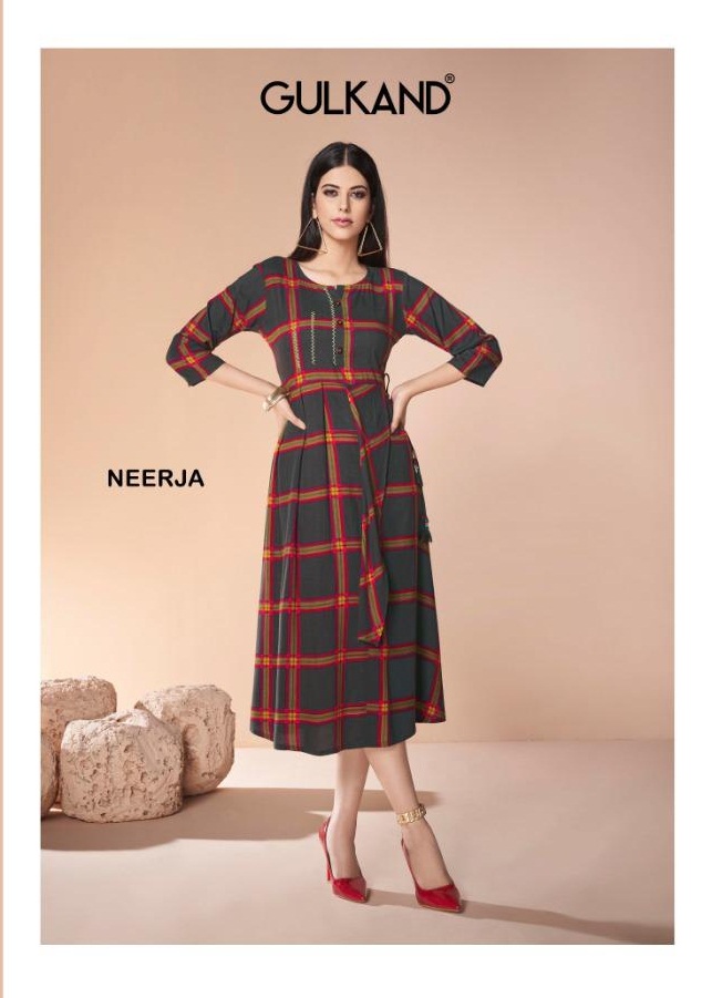 Neerja By Gulkand Designer  1001 To 1010 Series Beautiful Stylish Colorful Fancy Party Wear & Ethnic Wear & Ready To Wear Heavy Rayon Print With Handwork Kurtis At Wholesale Price