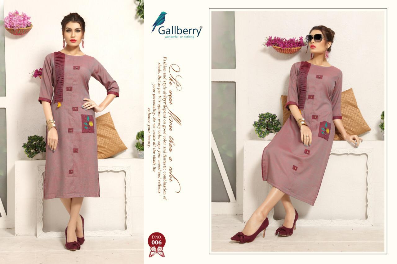 Nerine Vol-2 By Gallberry 001 To 006 Series Beautiful Stylish Fancy Colorful Casual Wear & Ethnic Wear & Ready To Wear Rayon Two Tone Embroidered Kurtis At Wholesale Price