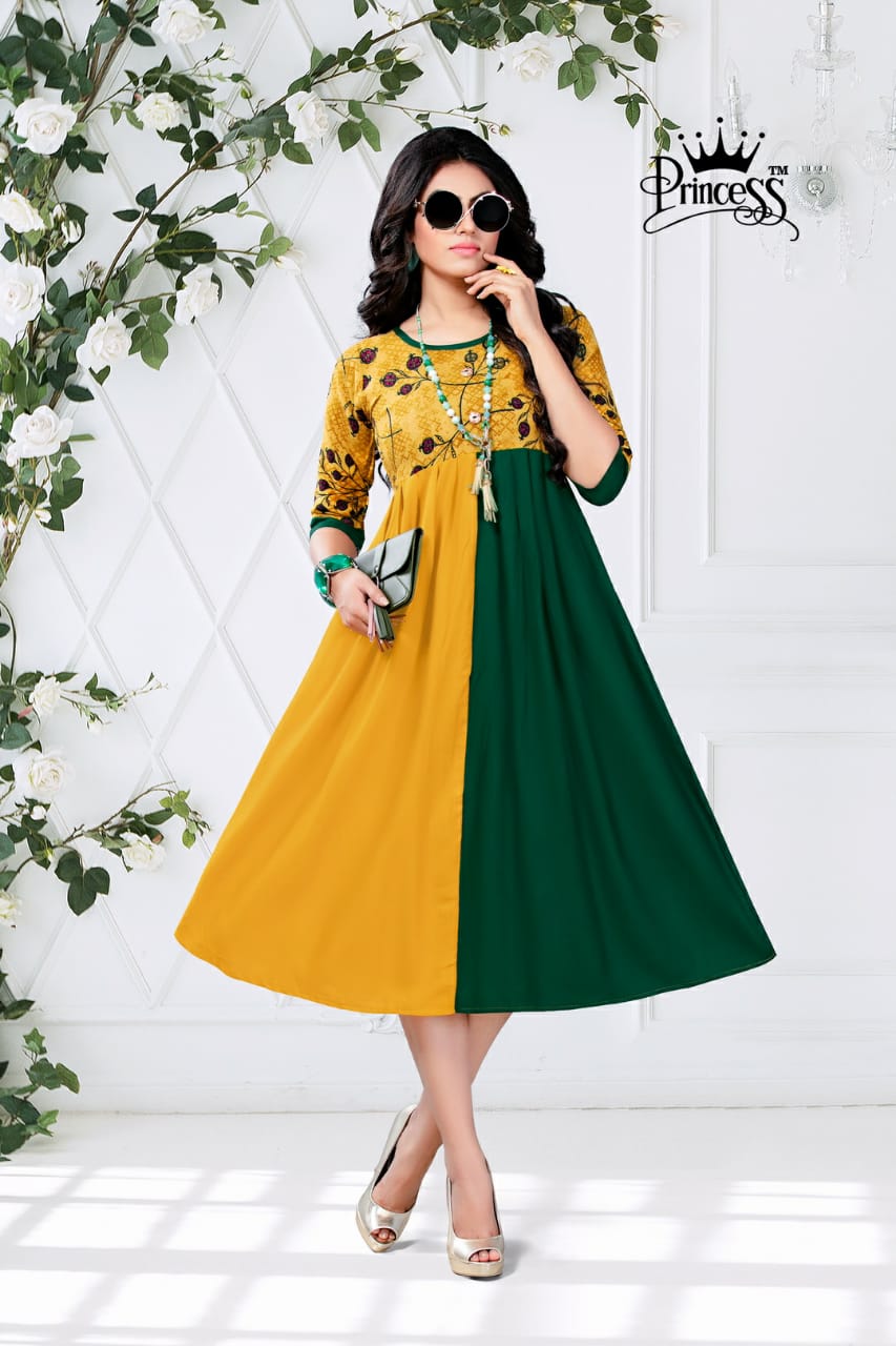 New Heerwa Gown Style By Princess 01 To 12 Series Stylish Fancy Beautiful Colorful Casual Wear & Ethnic Wear Rayon Printed Kurtis At Wholesale Price