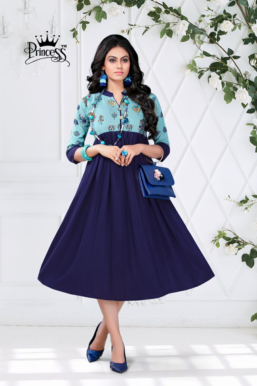 New Heerwa Gown Style By Princess 01 To 12 Series Stylish Fancy Beautiful Colorful Casual Wear & Ethnic Wear Rayon Printed Kurtis At Wholesale Price
