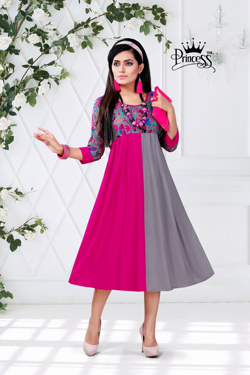 New Heerwa Gown Style By Princess 01 To 12 Series Stylish Fancy Beautiful Colorful Casual Wear & Ethnic Wear Rayon Printed Kurtis At Wholesale Price