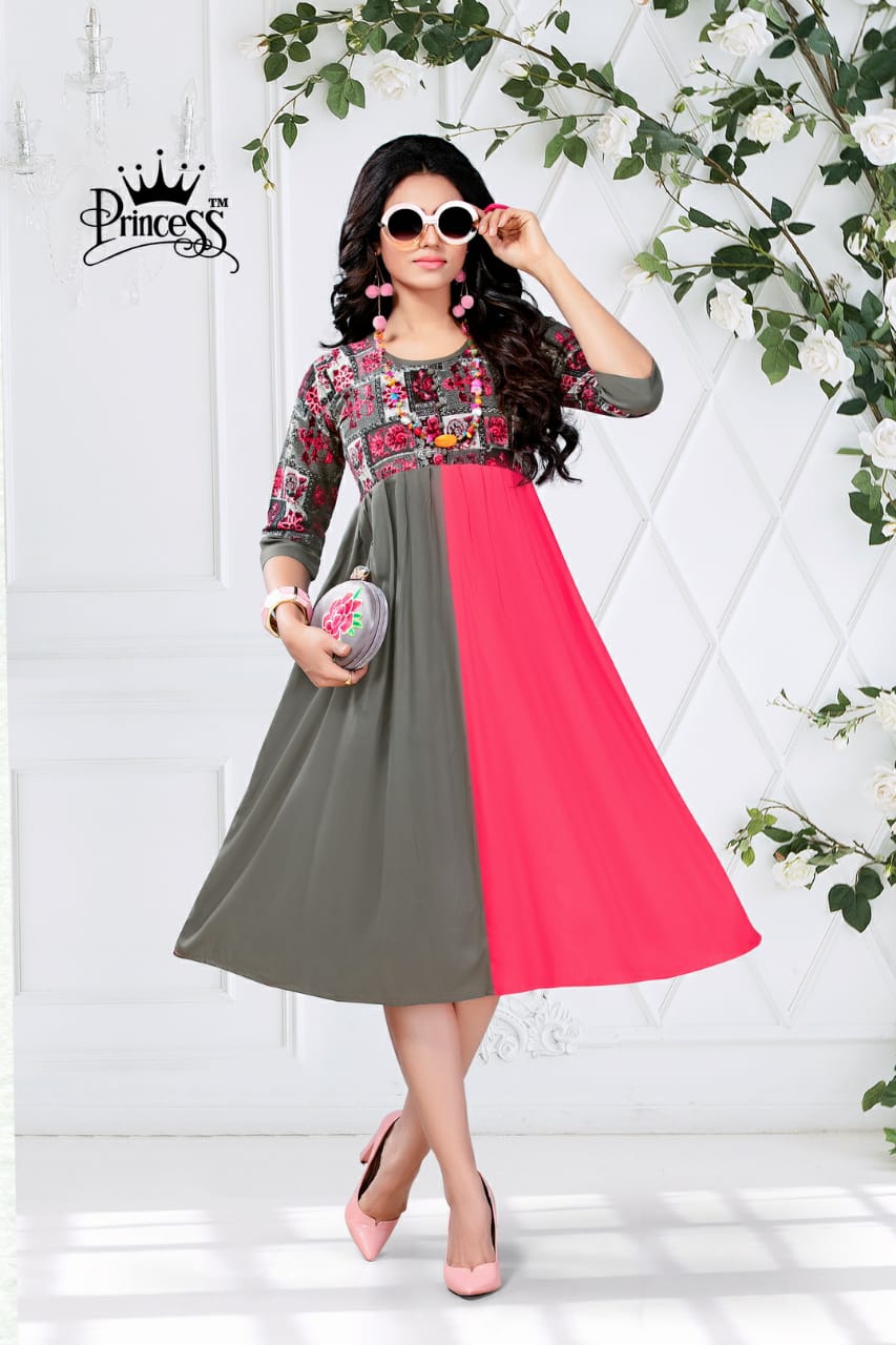 New Heerwa Gown Style By Princess 01 To 12 Series Stylish Fancy Beautiful Colorful Casual Wear & Ethnic Wear Rayon Printed Kurtis At Wholesale Price