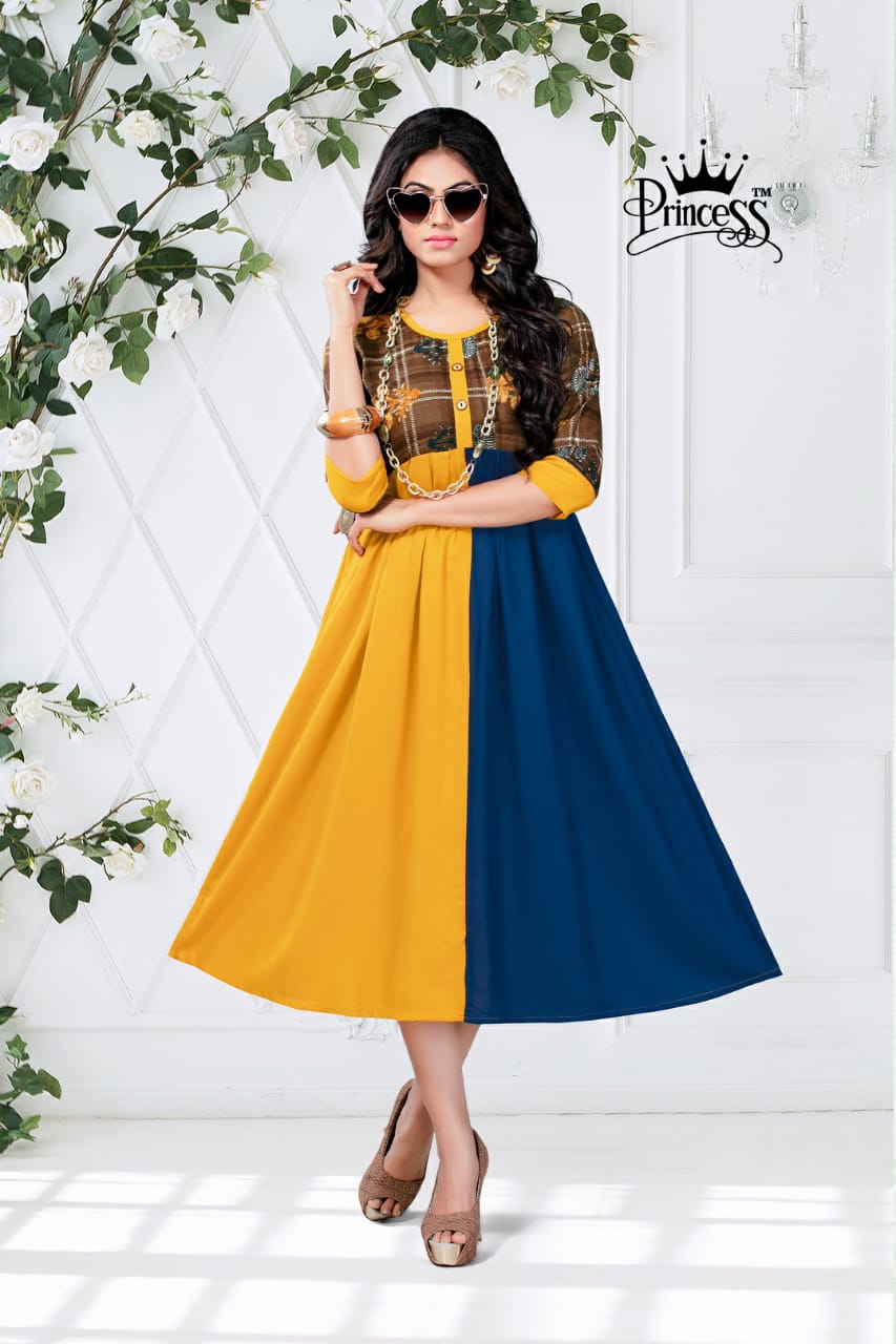 New Heerwa Gown Style By Princess 01 To 12 Series Stylish Fancy Beautiful Colorful Casual Wear & Ethnic Wear Rayon Printed Kurtis At Wholesale Price