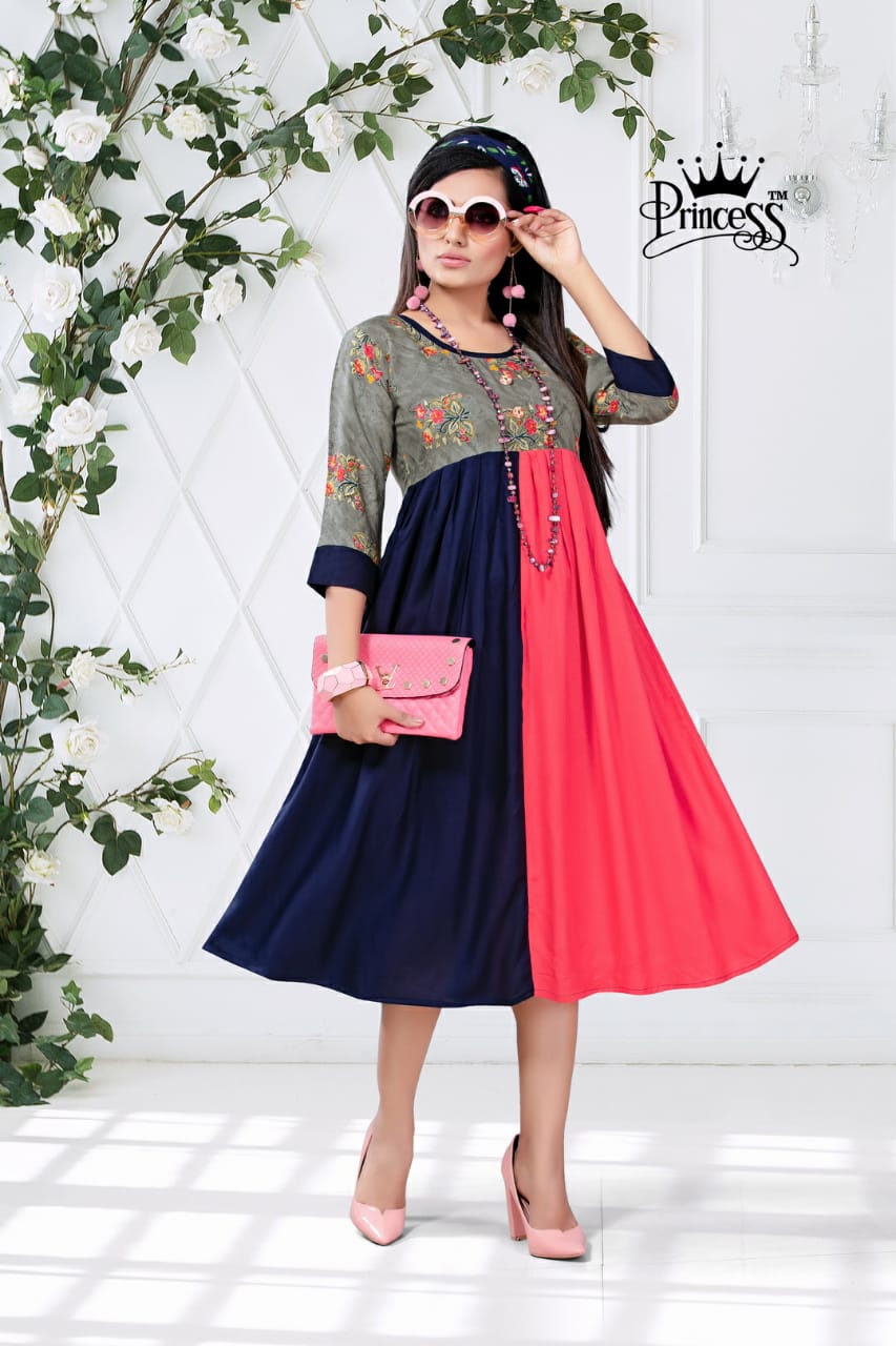New Heerwa Gown Style By Princess 01 To 12 Series Stylish Fancy Beautiful Colorful Casual Wear & Ethnic Wear Rayon Printed Kurtis At Wholesale Price