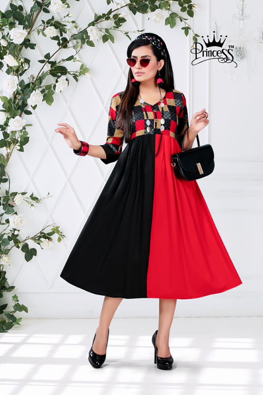 New Heerwa Gown Style By Princess 01 To 12 Series Stylish Fancy Beautiful Colorful Casual Wear & Ethnic Wear Rayon Printed Kurtis At Wholesale Price