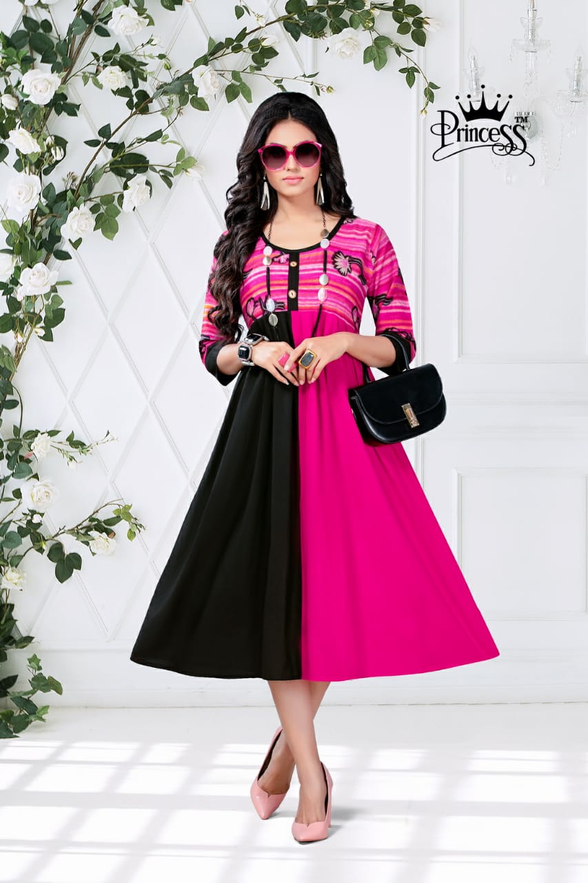 New Heerwa Gown Style By Princess 01 To 12 Series Stylish Fancy Beautiful Colorful Casual Wear & Ethnic Wear Rayon Printed Kurtis At Wholesale Price