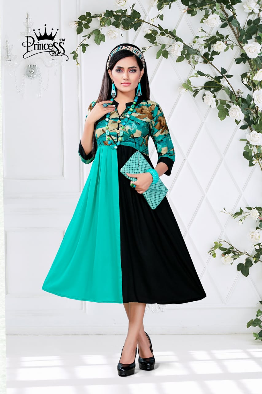 New Heerwa Gown Style By Princess 01 To 12 Series Stylish Fancy Beautiful Colorful Casual Wear & Ethnic Wear Rayon Printed Kurtis At Wholesale Price