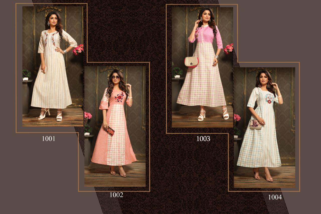 New York By 4u Fashion 1001 To 1004 Series Designer Beautiful Stylish Colorful Fancy Ready To Wear & Casual Wear & Ethnic Wear Handloom Cotton Kurtis At Wholesale Price