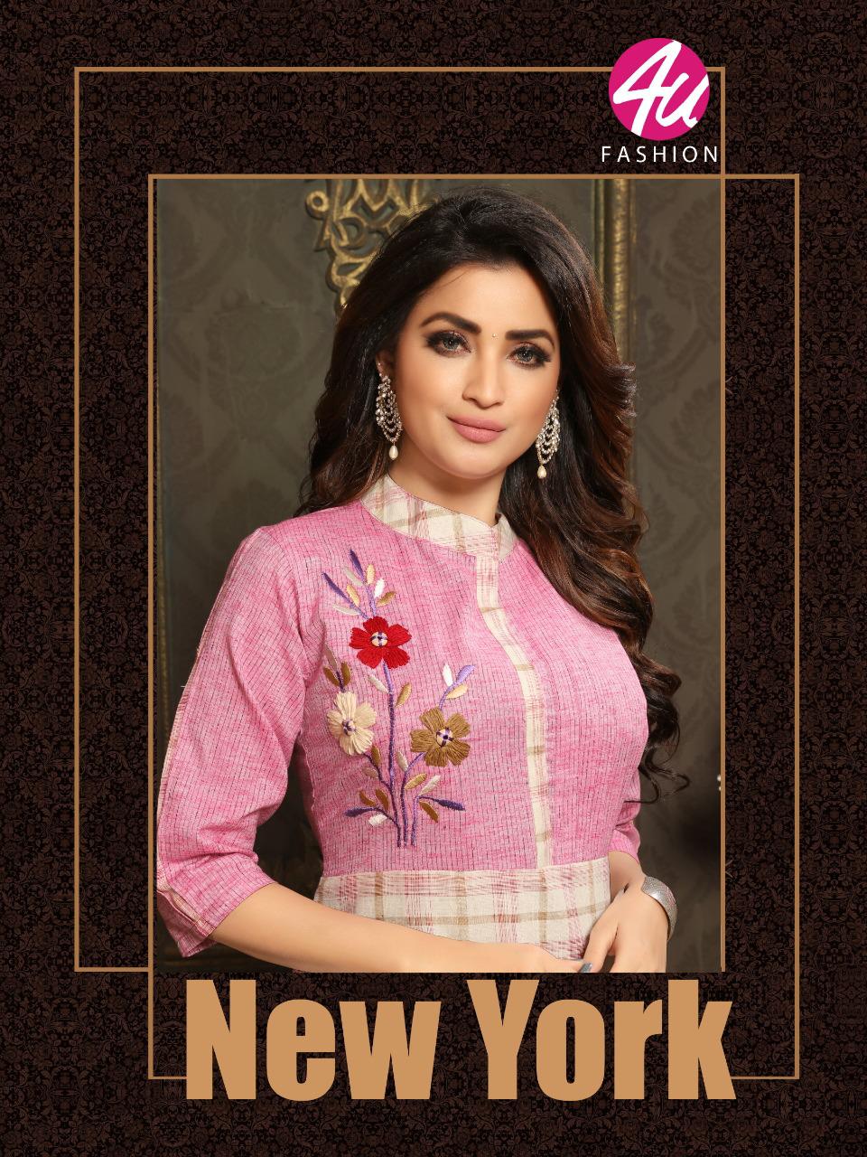 New York By 4u Fashion 1001 To 1004 Series Designer Beautiful Stylish Colorful Fancy Ready To Wear & Casual Wear & Ethnic Wear Handloom Cotton Kurtis At Wholesale Price