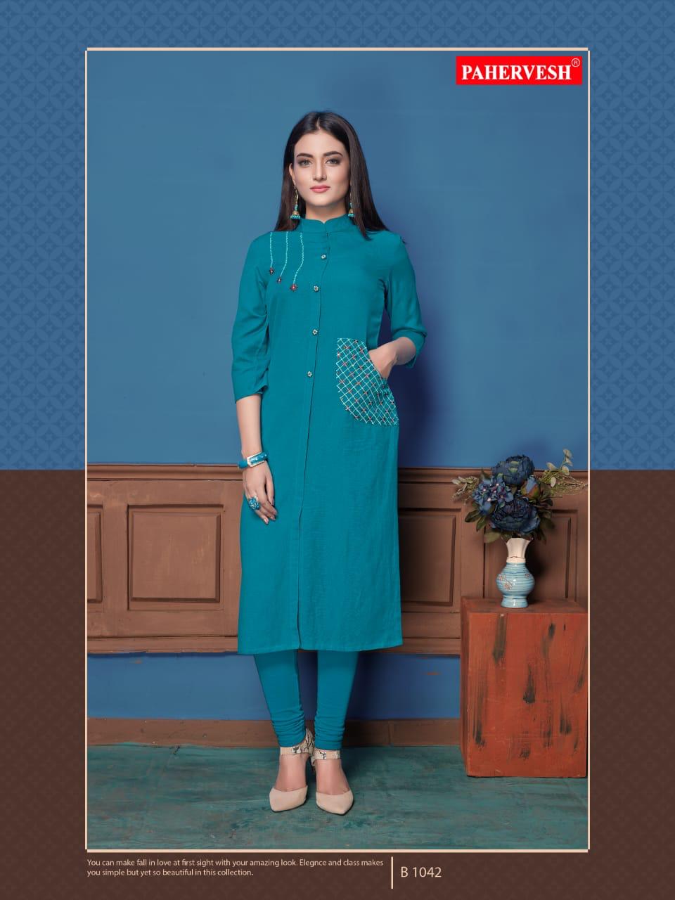 Nikhar Vol-2 By Pahervesh Stylish Fancy Beautiful Colorful Casual Wear & Ethnic Wear Rayon And Rayon Flex With Hand Work And Embroidery Work Kurtis At Wholesale Price