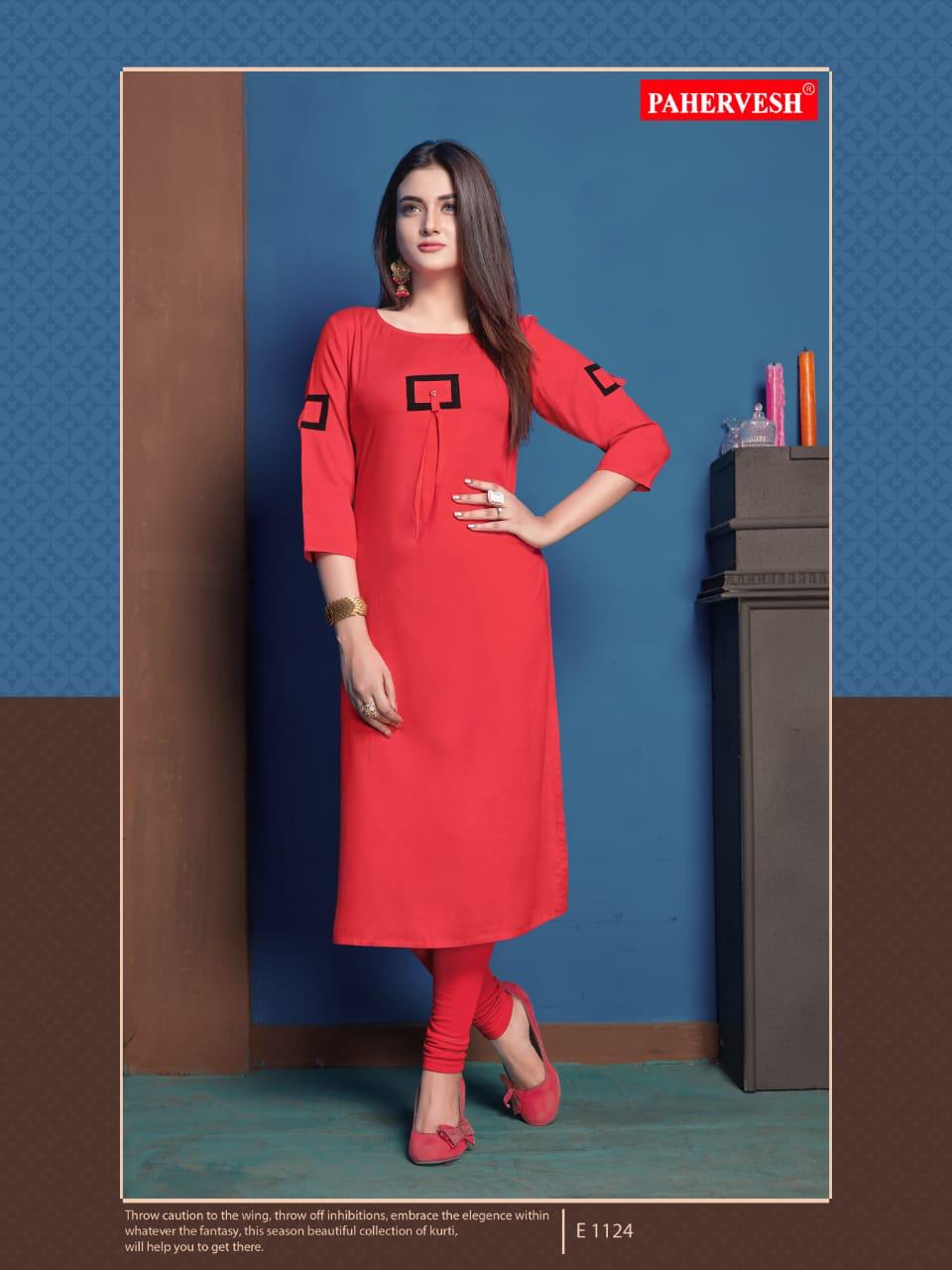 Nikhar Vol-2 By Pahervesh Stylish Fancy Beautiful Colorful Casual Wear & Ethnic Wear Rayon And Rayon Flex With Hand Work And Embroidery Work Kurtis At Wholesale Price