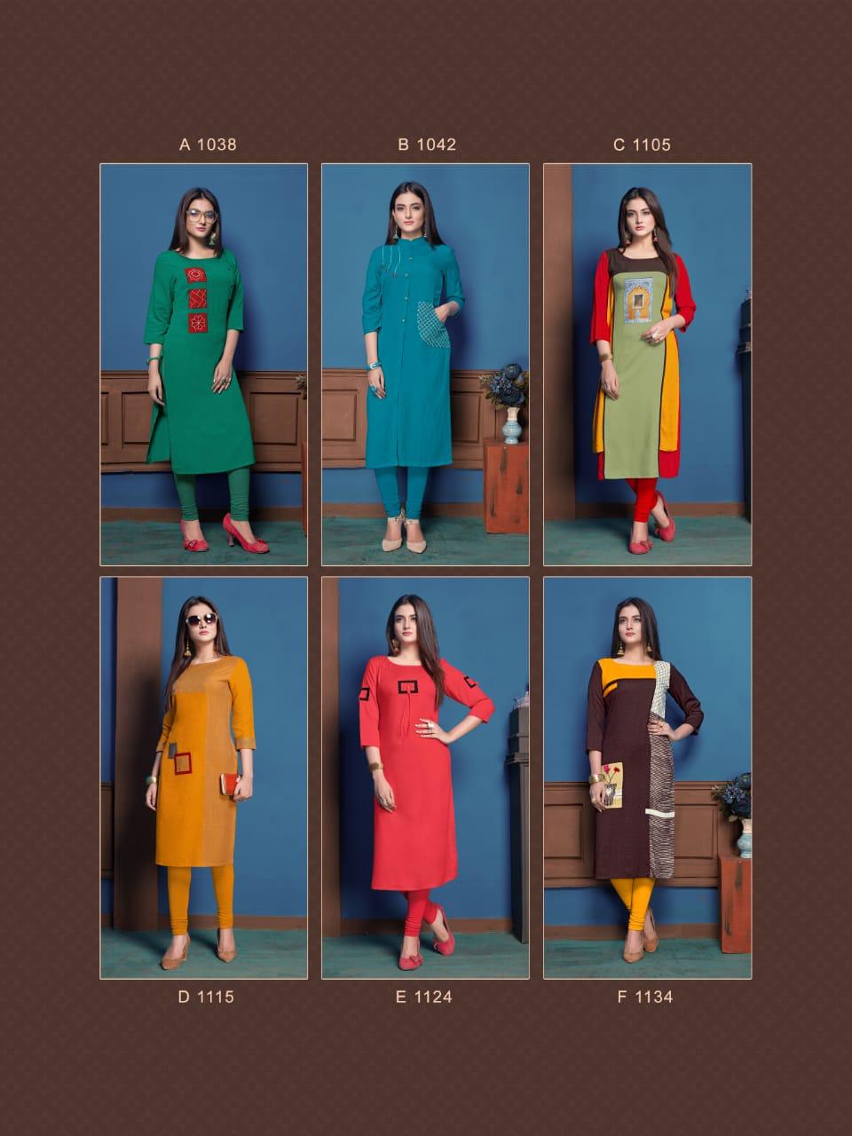 Nikhar Vol-2 By Pahervesh Stylish Fancy Beautiful Colorful Casual Wear & Ethnic Wear Rayon And Rayon Flex With Hand Work And Embroidery Work Kurtis At Wholesale Price