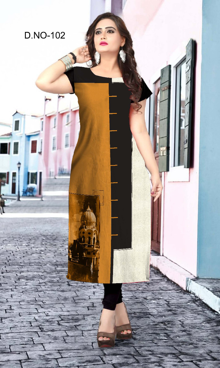 Niksha 101 Series By Kaamiri 101 To 106 Series Beautiful Stylish Fancy Colorful Casual Wear & Ethnic Wear & Ready To Wear Heavy American Crepe Kurtis At Wholesale Price