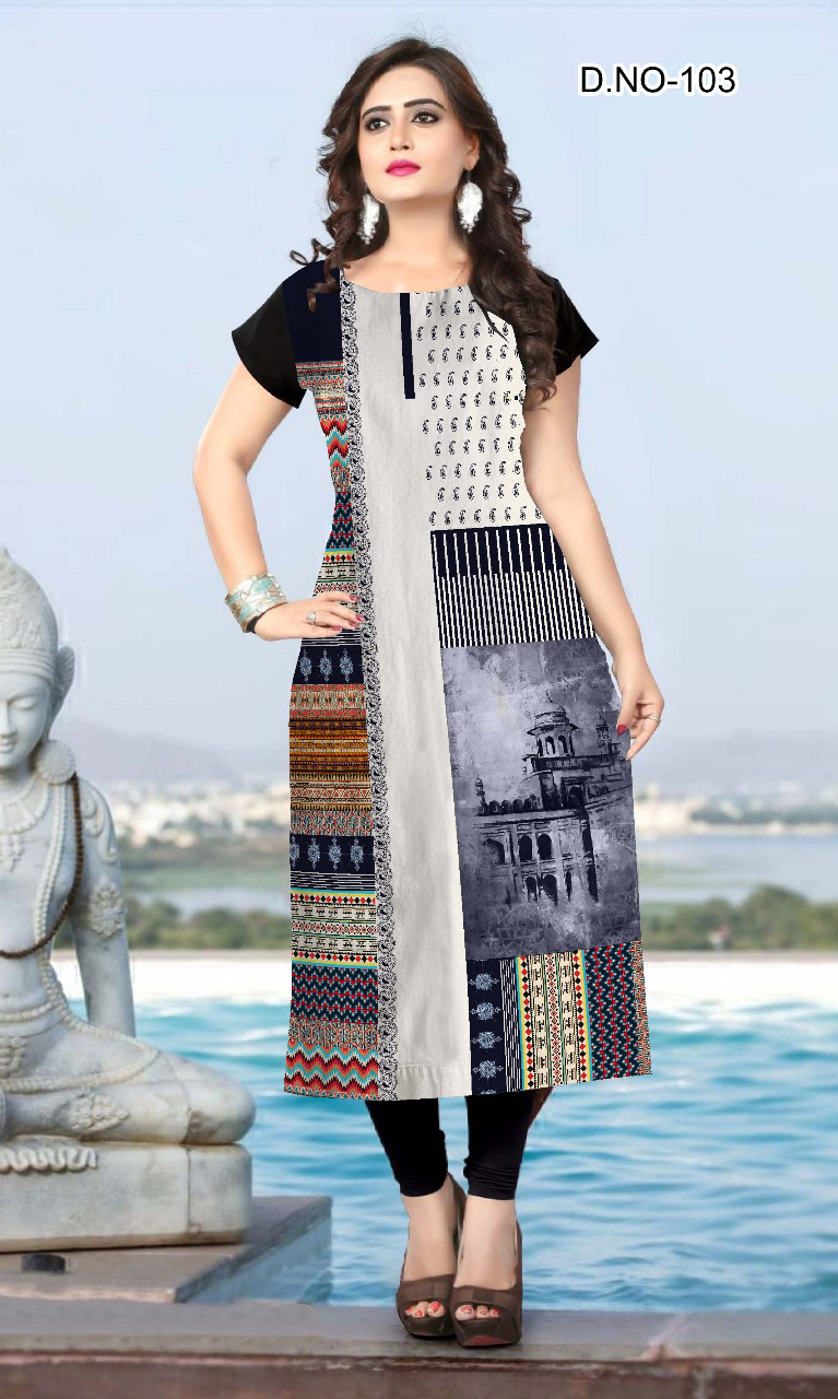 Niksha 101 Series By Kaamiri 101 To 106 Series Beautiful Stylish Fancy Colorful Casual Wear & Ethnic Wear & Ready To Wear Heavy American Crepe Kurtis At Wholesale Price