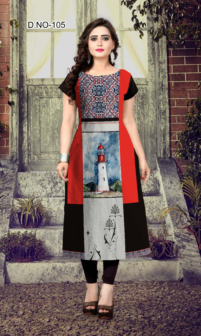 Niksha 101 Series By Kaamiri 101 To 106 Series Beautiful Stylish Fancy Colorful Casual Wear & Ethnic Wear & Ready To Wear Heavy American Crepe Kurtis At Wholesale Price