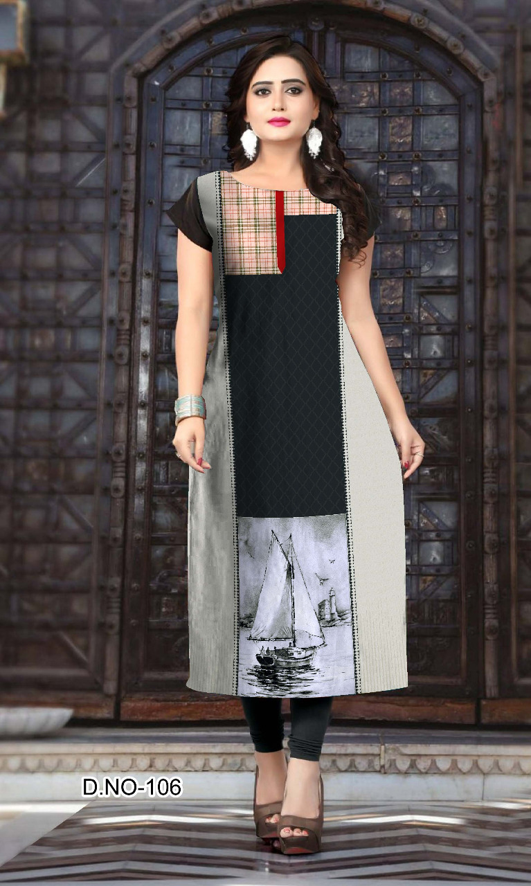 Niksha 101 Series By Kaamiri 101 To 106 Series Beautiful Stylish Fancy Colorful Casual Wear & Ethnic Wear & Ready To Wear Heavy American Crepe Kurtis At Wholesale Price