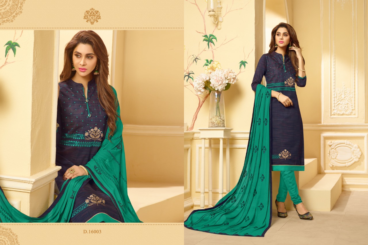 Nirali -4 Raghav Royal 16001 To 16012 Series Beautiful Suits Colorful Stylish Fancy Colorful Casual Wear & Ethnic Wear Cotton Slub With Work Dresses At Wholesale Price