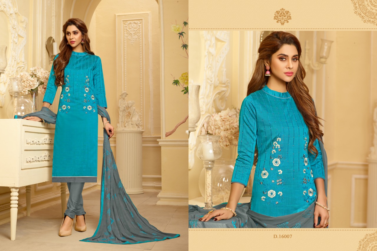 Nirali -4 Raghav Royal 16001 To 16012 Series Beautiful Suits Colorful Stylish Fancy Colorful Casual Wear & Ethnic Wear Cotton Slub With Work Dresses At Wholesale Price