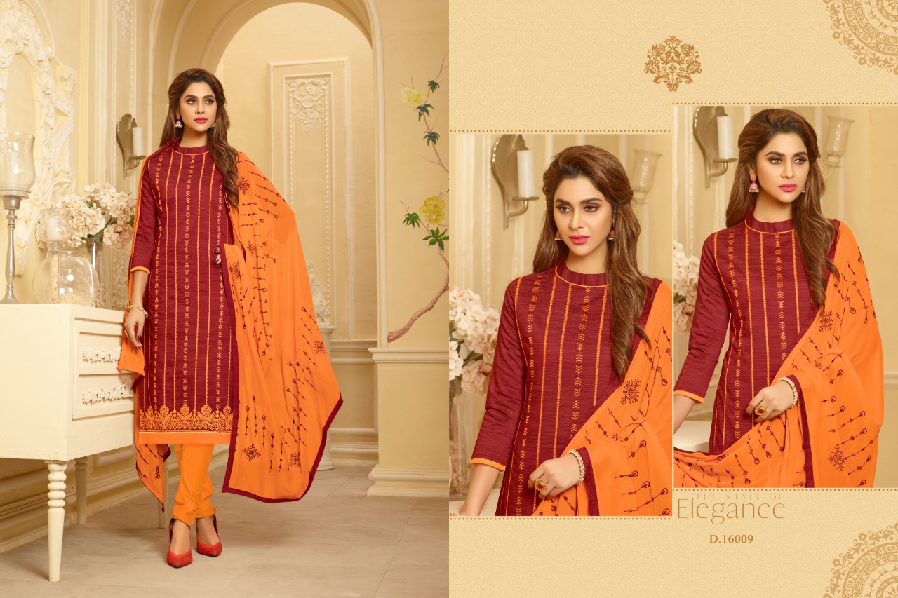 Nirali -4 Raghav Royal 16001 To 16012 Series Beautiful Suits Colorful Stylish Fancy Colorful Casual Wear & Ethnic Wear Cotton Slub With Work Dresses At Wholesale Price