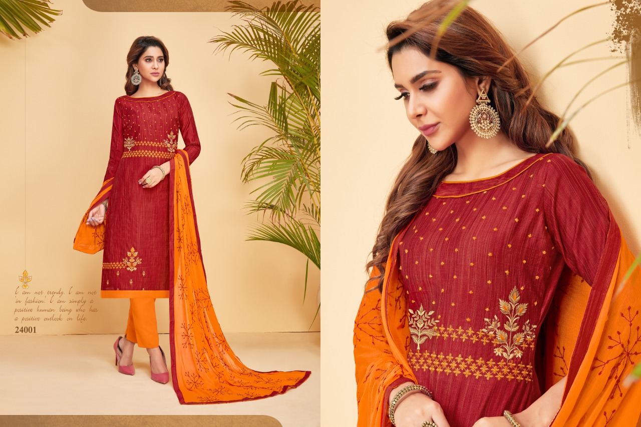 Nirali-5 By Raghav Royal 24001 To 24012 Series Beautiful Suits Colorful Stylish Fancy Colorful Casual Wear & Ethnic Wear South Cotton Slub With Work Dresses At Wholesale Price