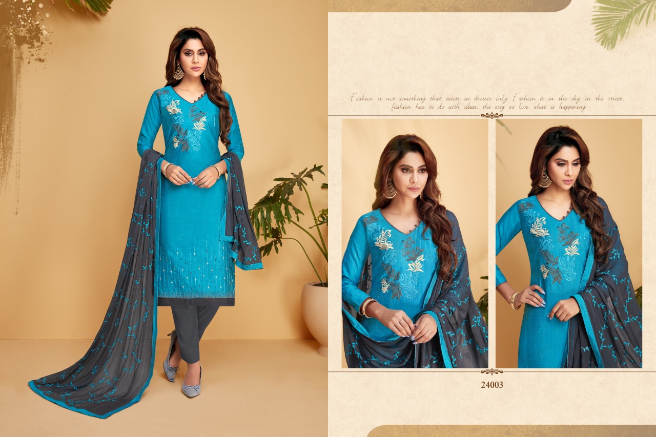 Nirali-5 By Raghav Royal 24001 To 24012 Series Beautiful Suits Colorful Stylish Fancy Colorful Casual Wear & Ethnic Wear South Cotton Slub With Work Dresses At Wholesale Price