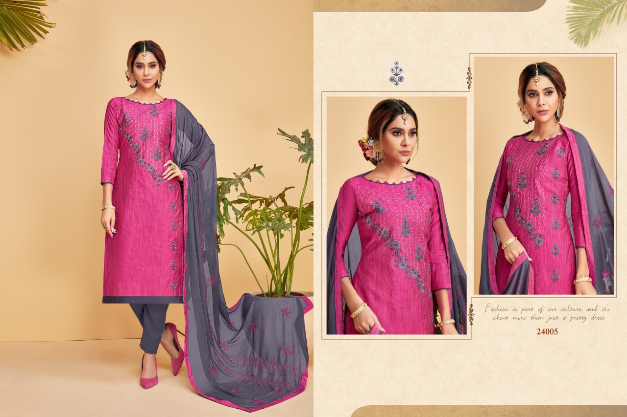 Nirali-5 By Raghav Royal 24001 To 24012 Series Beautiful Suits Colorful Stylish Fancy Colorful Casual Wear & Ethnic Wear South Cotton Slub With Work Dresses At Wholesale Price
