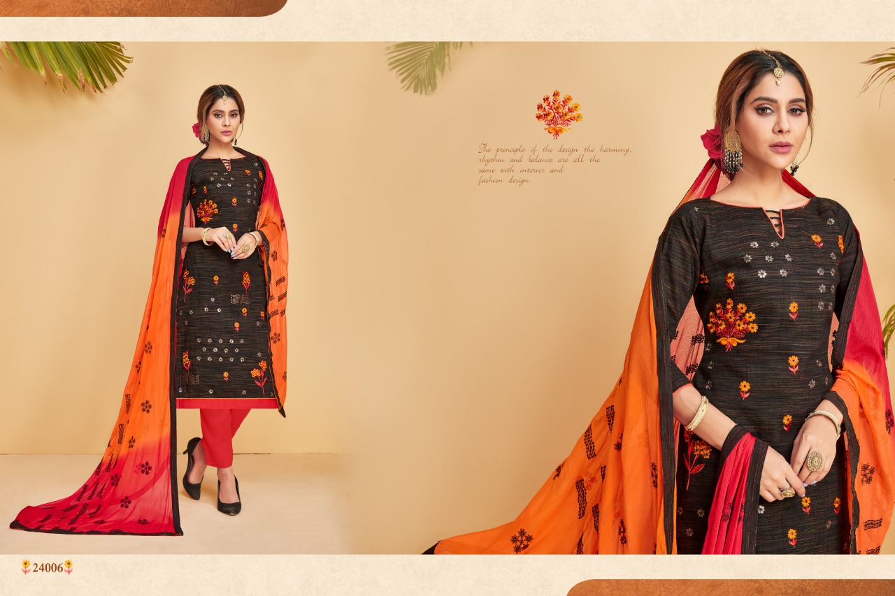 Nirali-5 By Raghav Royal 24001 To 24012 Series Beautiful Suits Colorful Stylish Fancy Colorful Casual Wear & Ethnic Wear South Cotton Slub With Work Dresses At Wholesale Price