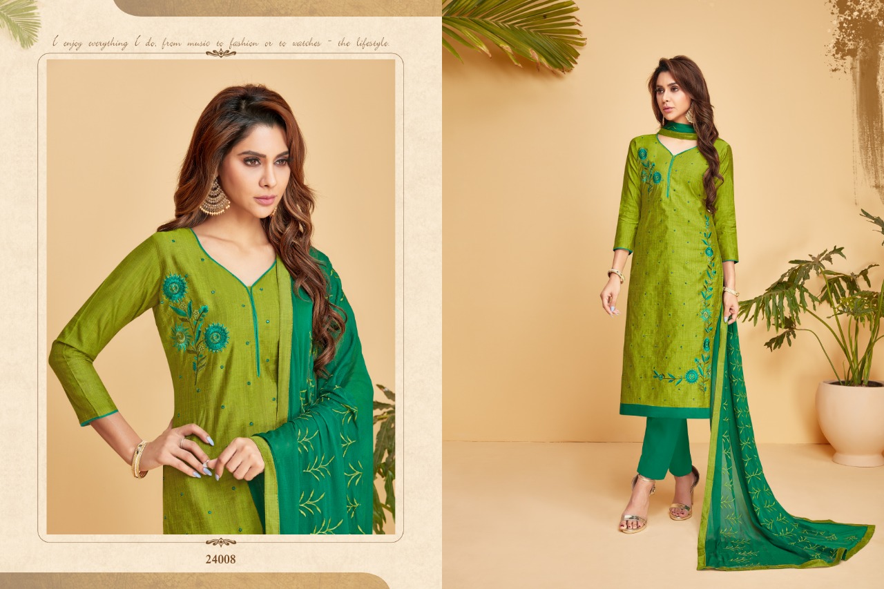 Nirali-5 By Raghav Royal 24001 To 24012 Series Beautiful Suits Colorful Stylish Fancy Colorful Casual Wear & Ethnic Wear South Cotton Slub With Work Dresses At Wholesale Price