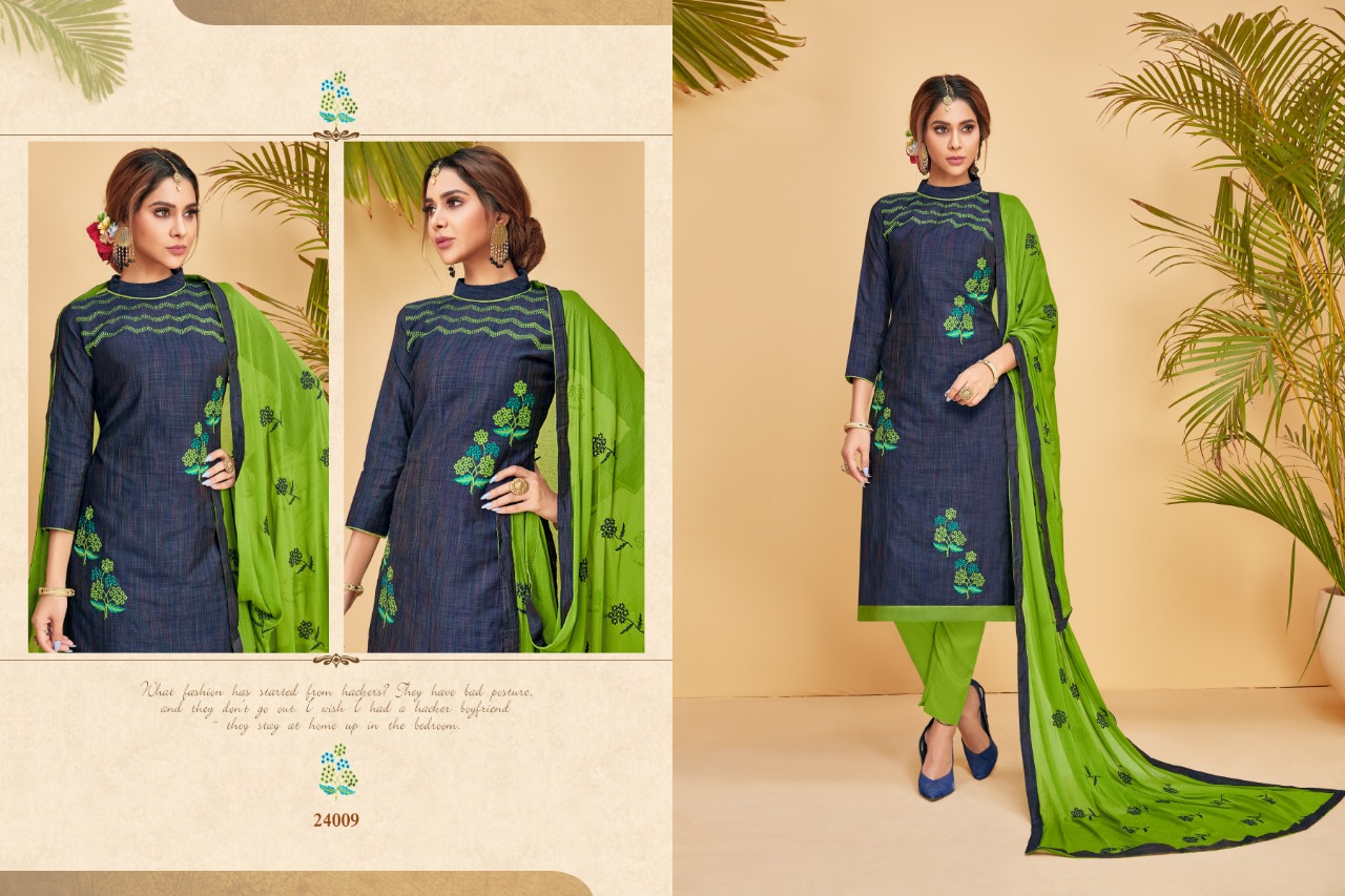 Nirali-5 By Raghav Royal 24001 To 24012 Series Beautiful Suits Colorful Stylish Fancy Colorful Casual Wear & Ethnic Wear South Cotton Slub With Work Dresses At Wholesale Price