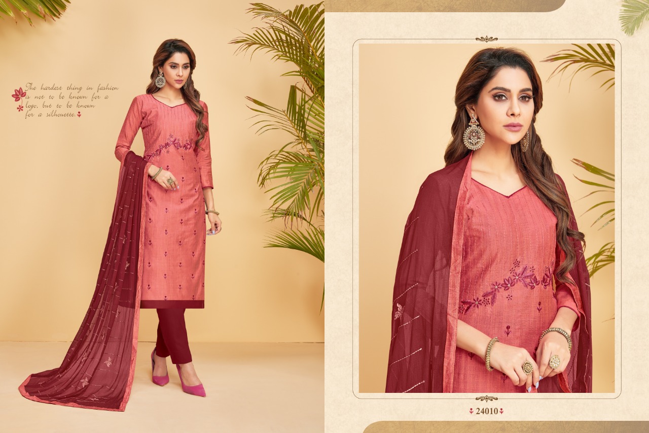 Nirali-5 By Raghav Royal 24001 To 24012 Series Beautiful Suits Colorful Stylish Fancy Colorful Casual Wear & Ethnic Wear South Cotton Slub With Work Dresses At Wholesale Price