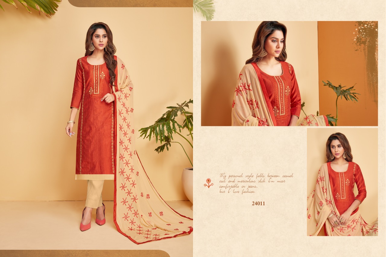 Nirali-5 By Raghav Royal 24001 To 24012 Series Beautiful Suits Colorful Stylish Fancy Colorful Casual Wear & Ethnic Wear South Cotton Slub With Work Dresses At Wholesale Price