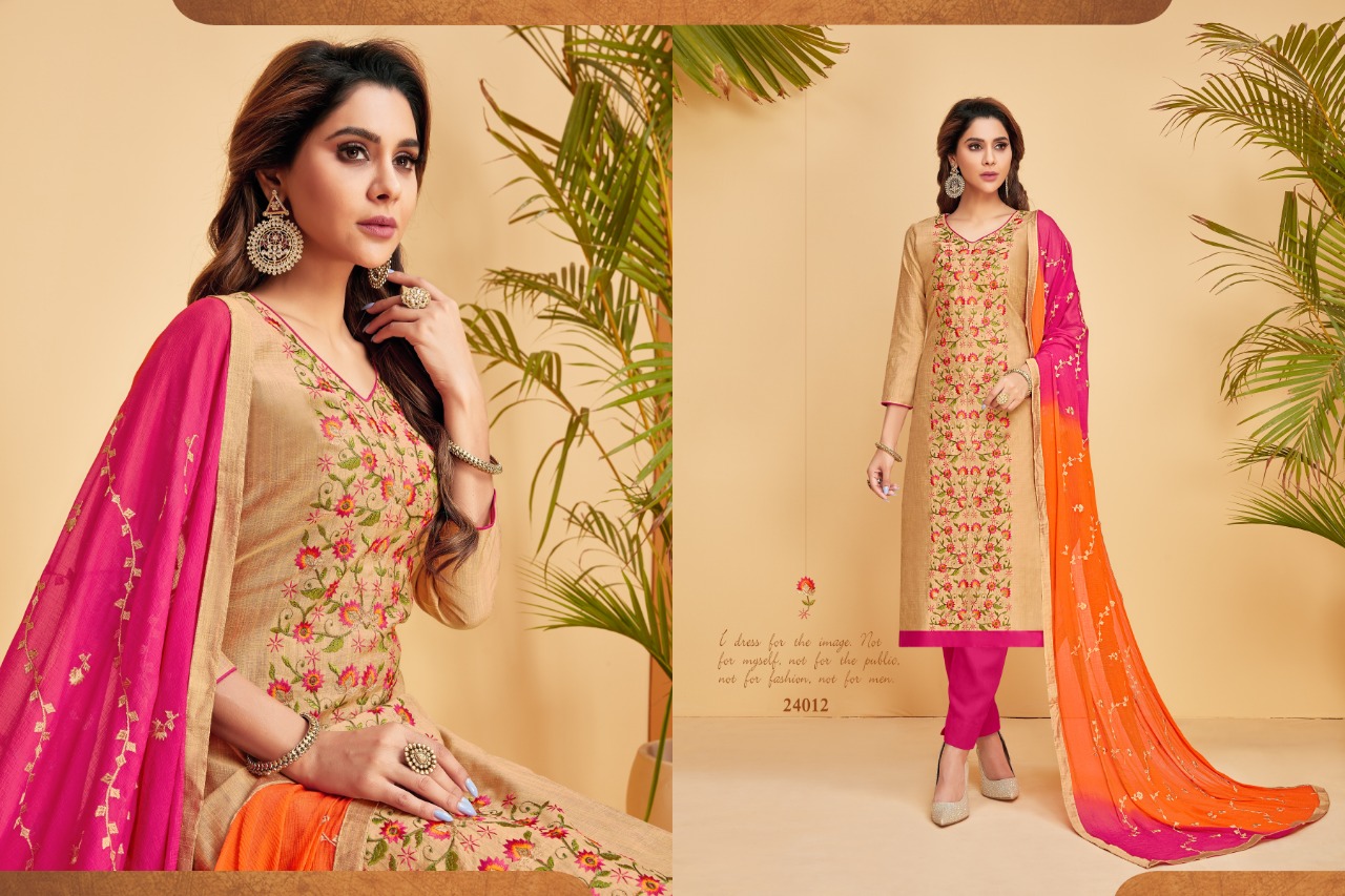 Nirali-5 By Raghav Royal 24001 To 24012 Series Beautiful Suits Colorful Stylish Fancy Colorful Casual Wear & Ethnic Wear South Cotton Slub With Work Dresses At Wholesale Price