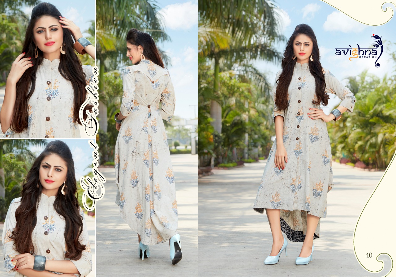 Nishtha Vol-1 By Avighna Creation 40 To 47 Series Beautiful Colorful Stylish Fancy Casual Wear & Ethnic Wear & Ready To Wear Heavy Rayon & Cotton Kurtis At Wholesale Price
