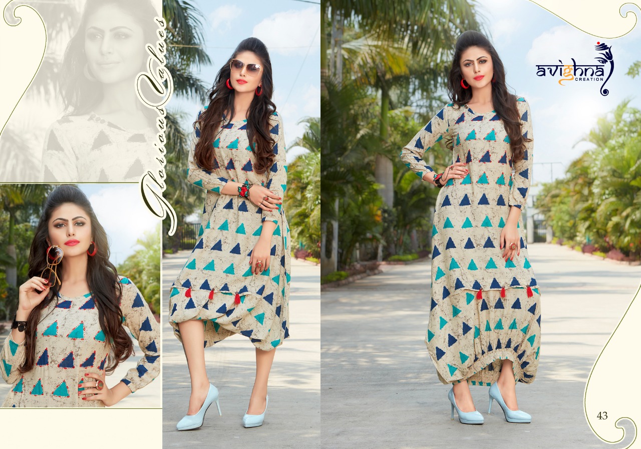 Nishtha Vol-1 By Avighna Creation 40 To 47 Series Beautiful Colorful Stylish Fancy Casual Wear & Ethnic Wear & Ready To Wear Heavy Rayon & Cotton Kurtis At Wholesale Price