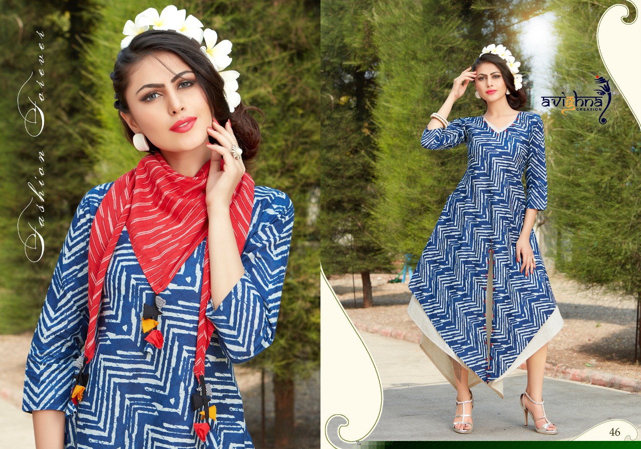 Nishtha Vol-1 By Avighna Creation 40 To 47 Series Beautiful Colorful Stylish Fancy Casual Wear & Ethnic Wear & Ready To Wear Heavy Rayon & Cotton Kurtis At Wholesale Price
